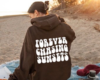 Chasing Sunsets Hoodie, Sommer Hoodie, Brauner Hoodie, Y2K Hoodie, Damen Streetwear, Trendy Hoodie, Ästhetischer Hoodie