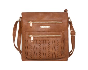 Mudd Cognac Perforated Cross Body