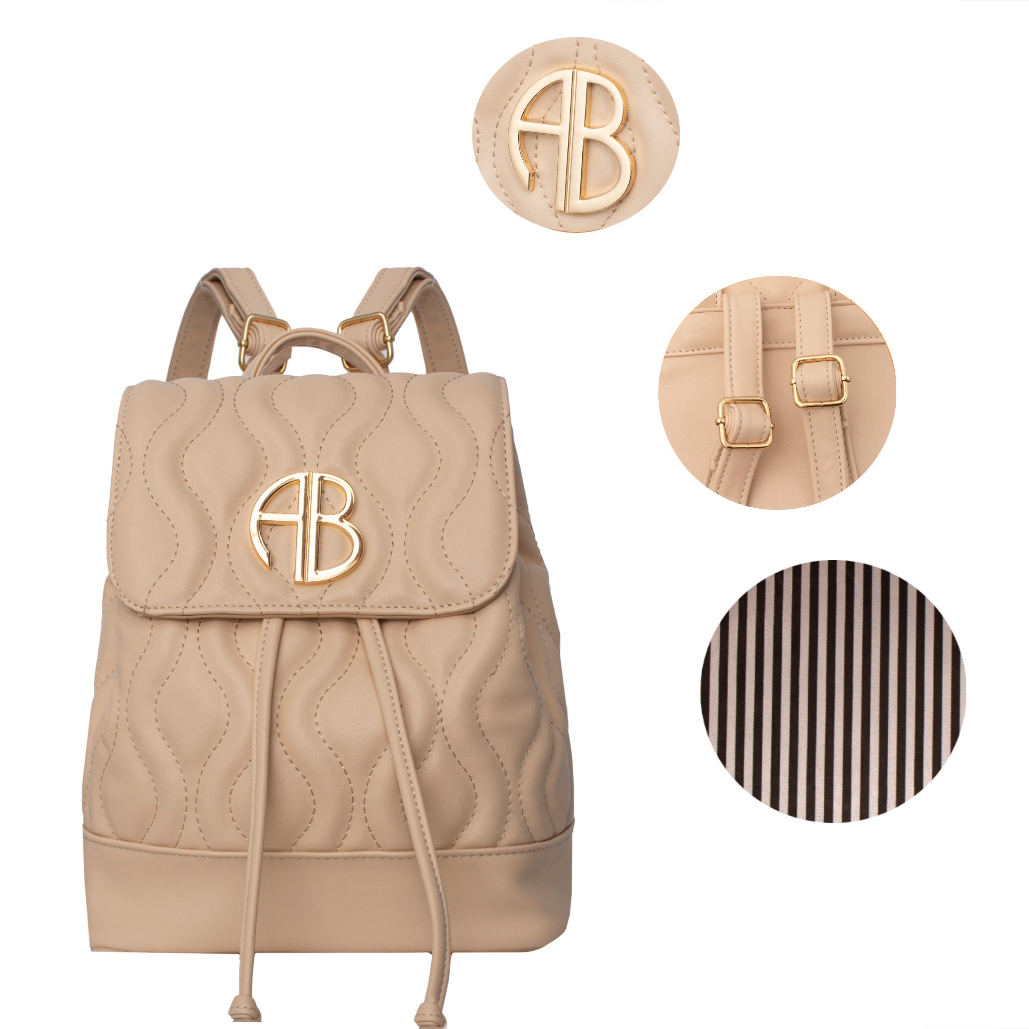 Alexis Bendel Cream Quilt Backpack 