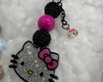 RTS Silver holographic Kitty Beadable Keychain