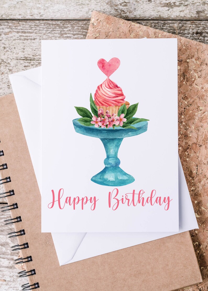 Printable Blank Inside Happy Birthday Greeting Card With Cake in Size ...