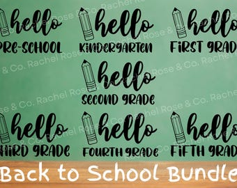 Back to School SVG Bundle: Hello Grade Cut Files for Cricut & Silhouette