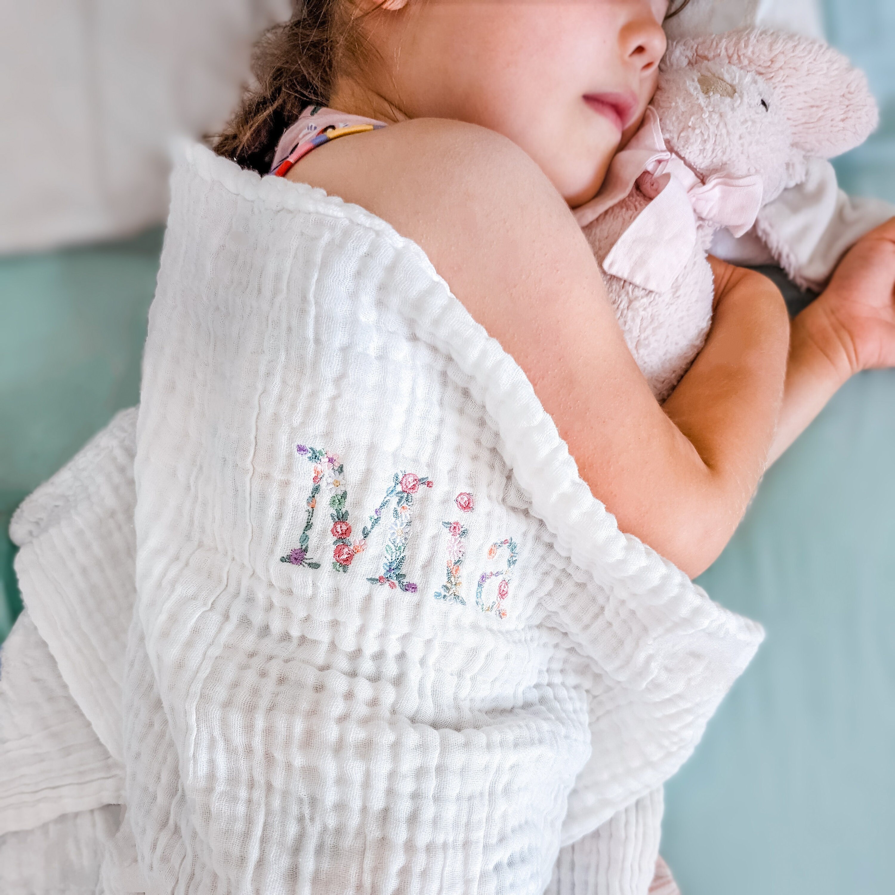 Langes bébé en gaze de coton vert, jaune moutarde et blanc (x3