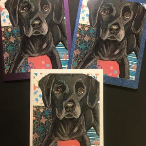 Original Mixed Media Dog Art Cards | Set of 2