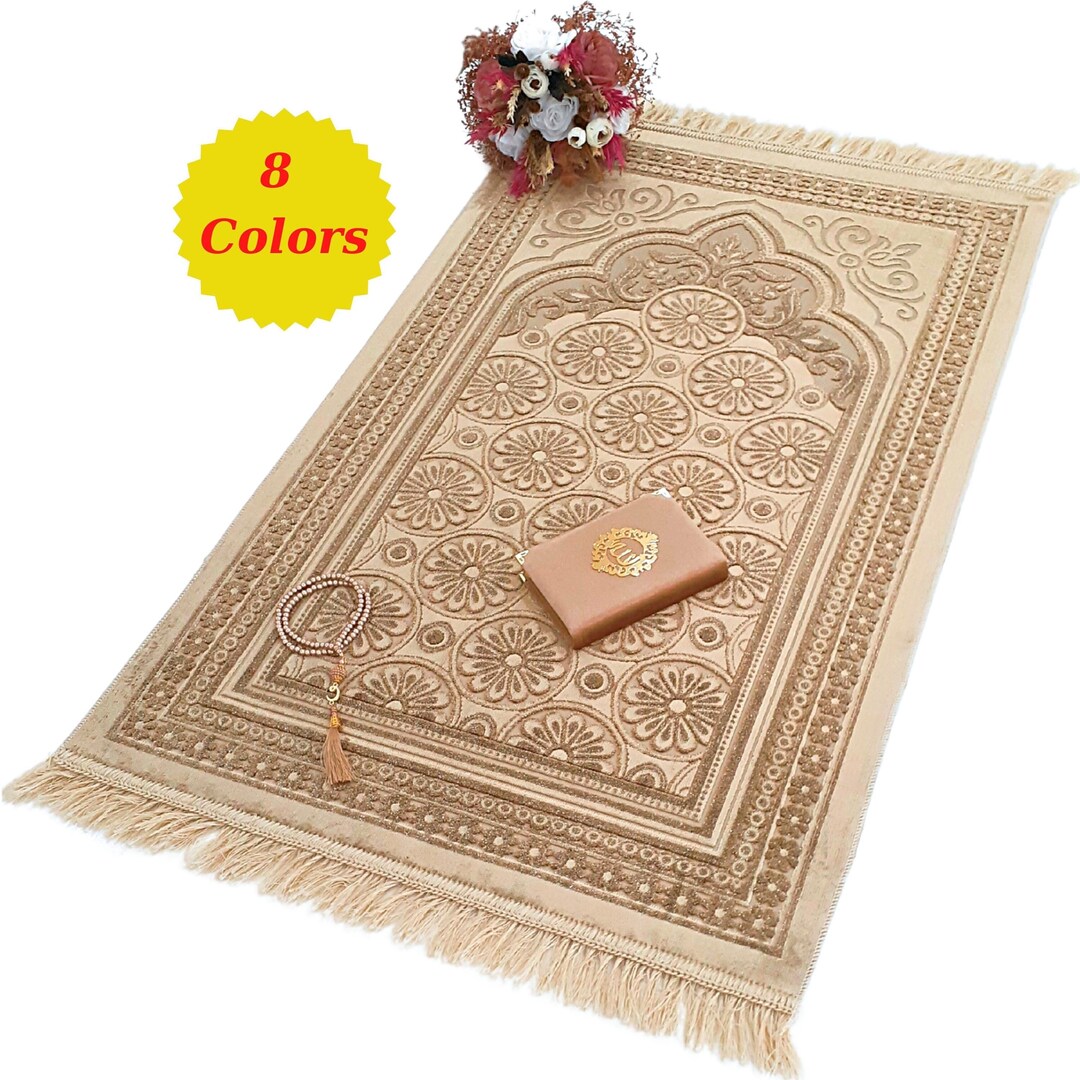 Personalized Luxury Gold Color Prayer Mat-soft Golden Prayer Rug-muslim ...