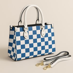 Bolso Checkmate a cuadros. Múltiples opciones de color, bolso de mano de piel vegana, asa superior, bandolera de alta calidad, bolso de hombro.