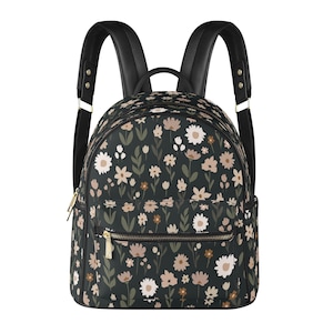 Petit sac à dos vintage Flower Garden. Sac à main pour femme. Sac à dos pour ados. Sac à dos fleurs sauvages. Cadeau pour elle. Sac à dos décontracté en PU pour femme