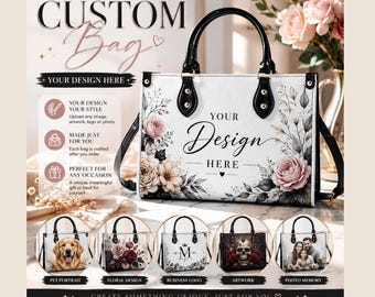 Bolso de mano personalizado de piel sintética, con tu diseño artístico, foto o logotipo.