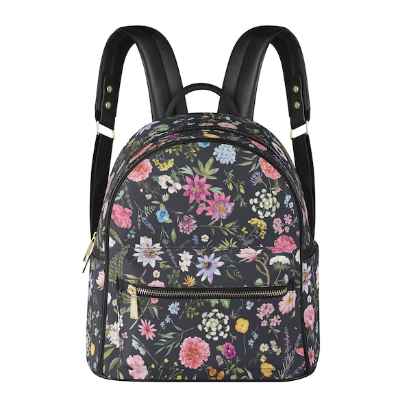 Wildflower Garden small backpack. Womans backpack purse. Teen backpack. Wildflower backpack. Gift for her