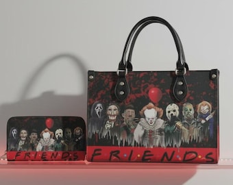 Psycho Friends - draagtas horrorfilm: bijpassende veganistische leren handtas en portemonnee