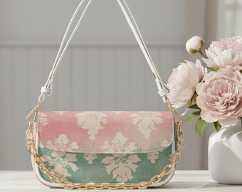Bolso de cuero para mujer con diseño de tapiz pastel