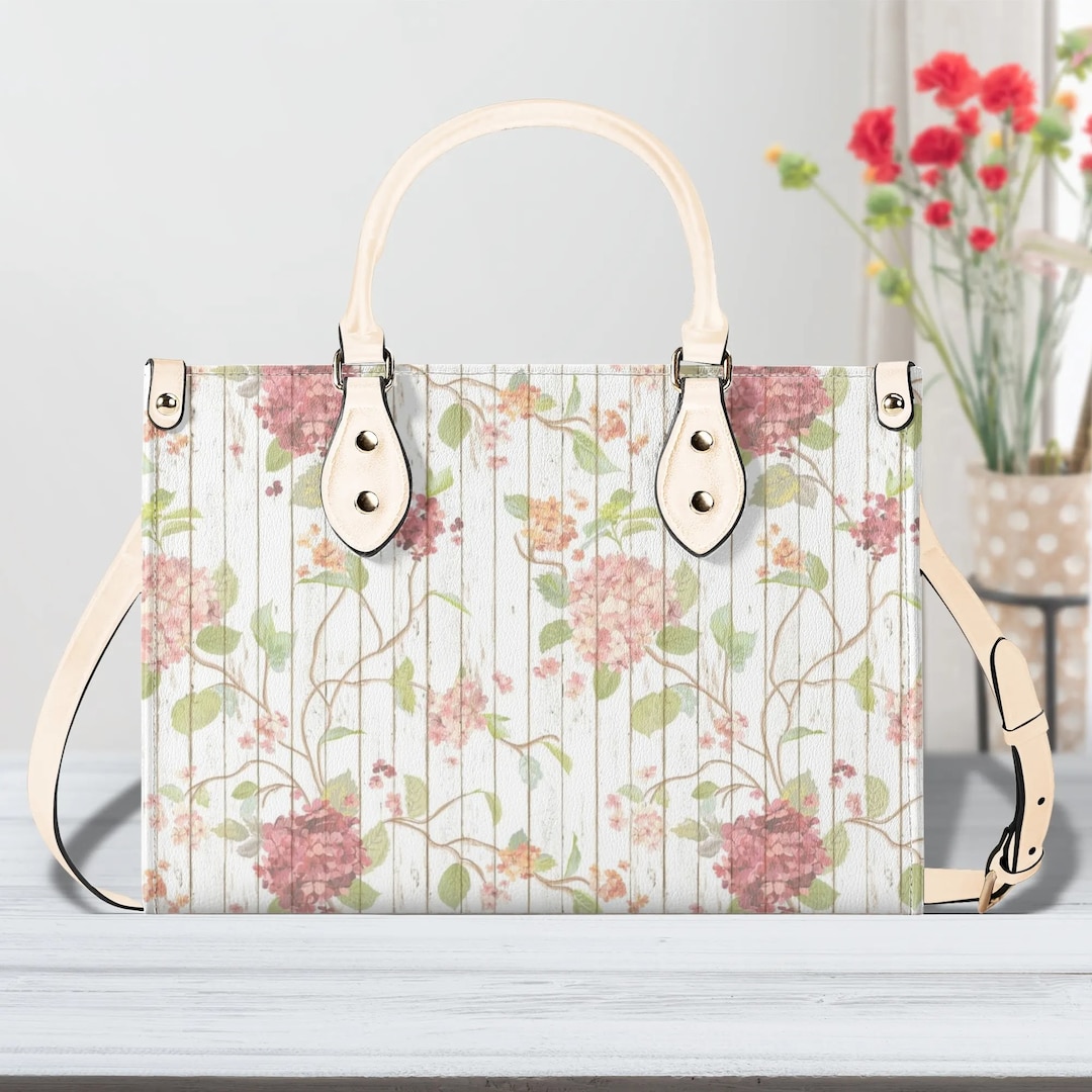 Rustic Spring Floral Tote Purse. Womans Leather Purse. Floral Handbag ...