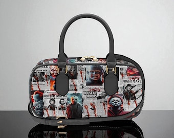 Horror Gazette Handbag: Spooky Top Handle Crossbody BagTop-Handle Bag Halloween Crossbody