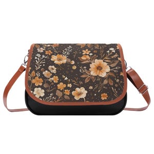 Sac à bandoulière en cuir Blossom Brownie, sac à bandoulière pour femme, cartable, sac à bandoulière Saddle, sac à main en cuir. Cadeau pour elle.