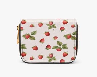 Cartera plegable con cremallera de fresa dulce