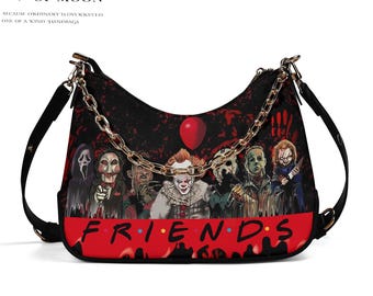 Psycho Friends. Bolso de hombro para mujer. Bolso moderno con cadena. Regalo para ella. Bandolera.