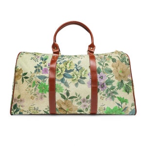 Vintage Blumen Frau Wasserdichte Reisetasche. Vintage Reisetasche.
