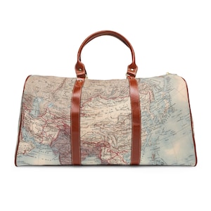 sac de sport vintage carte du vieux monde. Sac de voyage étanche. Sac d'escapade week-end.
