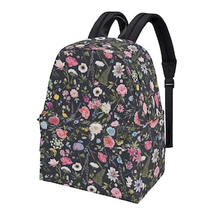 Sac à dos Wildflower en polyester et toile à plusieurs poches pour étudiants, sac à dos pour ordinateur portable pour adultes, sac à dos grande capacité pour ordinateur portable.