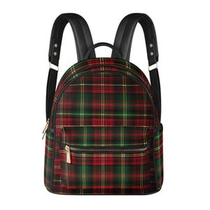 Roter Tartan Kleiner Rucksack. Damen Rucksack Geldbörse. Rucksack Geldbörse. Damen Rucksack. Kunstleder Tasche. Geschenk für sie. Mini-Rucksack. Karierte Tasche