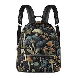 Pilzgarten kleiner Rucksack. Damen Rucksack Geldbörse. Teenager Rucksack. Wildblumen Rucksack. Geschenk für sie