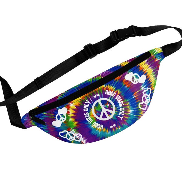 Tie-Dye Good Vibes Only Fanny Pack. Tie-Dye Crossbody Tasche. Good Vibes Fanny Pack.