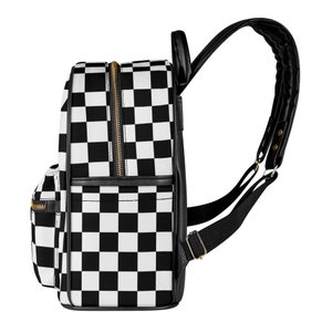 Mochila de piel sintética a cuadros: mochila vegana de piel sintética imagen 4