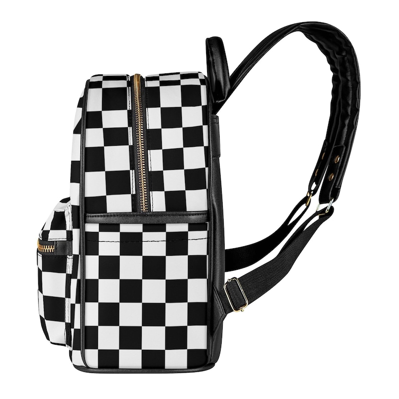 Mochila de piel sintética a cuadros: mochila vegana de piel sintética imagen 4