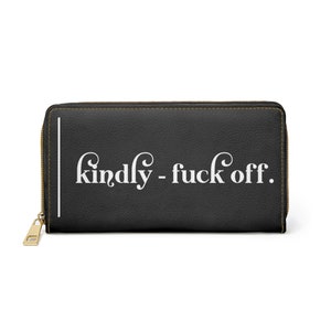 Porte-monnaie Fuck Off. Portefeuille à fermeture éclair. Portefeuille pour femme. Porte-monnaie. Cadeau pour elle. Portefeuille en cuir végétalien. Portefeuille pour femme. Proverbe sarcastique.