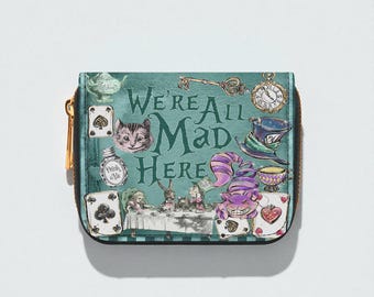 Cartera plegable con cremallera de Alicia en el País de las Maravillas: Todos estamos hechos aquí