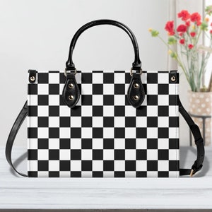 Porte-monnaie à carreaux. Sac à main tendance, Sac à main en cuir PU imperméable, Poignée supérieure en cuir végétalien, Sac bandoulière de haute qualité, Sac à bandoulière