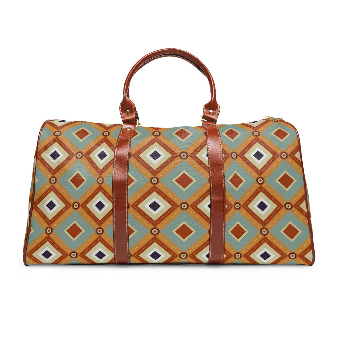 Retro Quilt Patchwork Waterproof Travel Bag. 60s Travel Bag. Retro