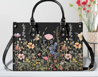 Bloom in Style - Bolso tote de piel sintética con estampado floral: bolso vegano