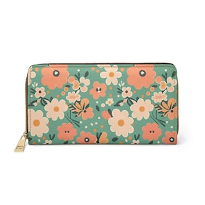 Boho Blumen Geldbörse. Reißverschluss-Geldbörse. Damen Geldbörse. Handtasche. Geschenk für sie. Leder Portemonnaie. Leder Geldbörse. Boho Geldbörse. Kartenhalter