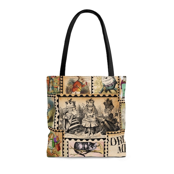 Vintage Alice In Wonderland Tote Bag. Sturdy Polyester Tote Bag. Vintage Shopping Bag.