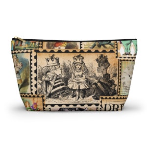 Vintage Alice in Wonderland-zakje met stempelaccessoire: make-uptasje met T-bodem