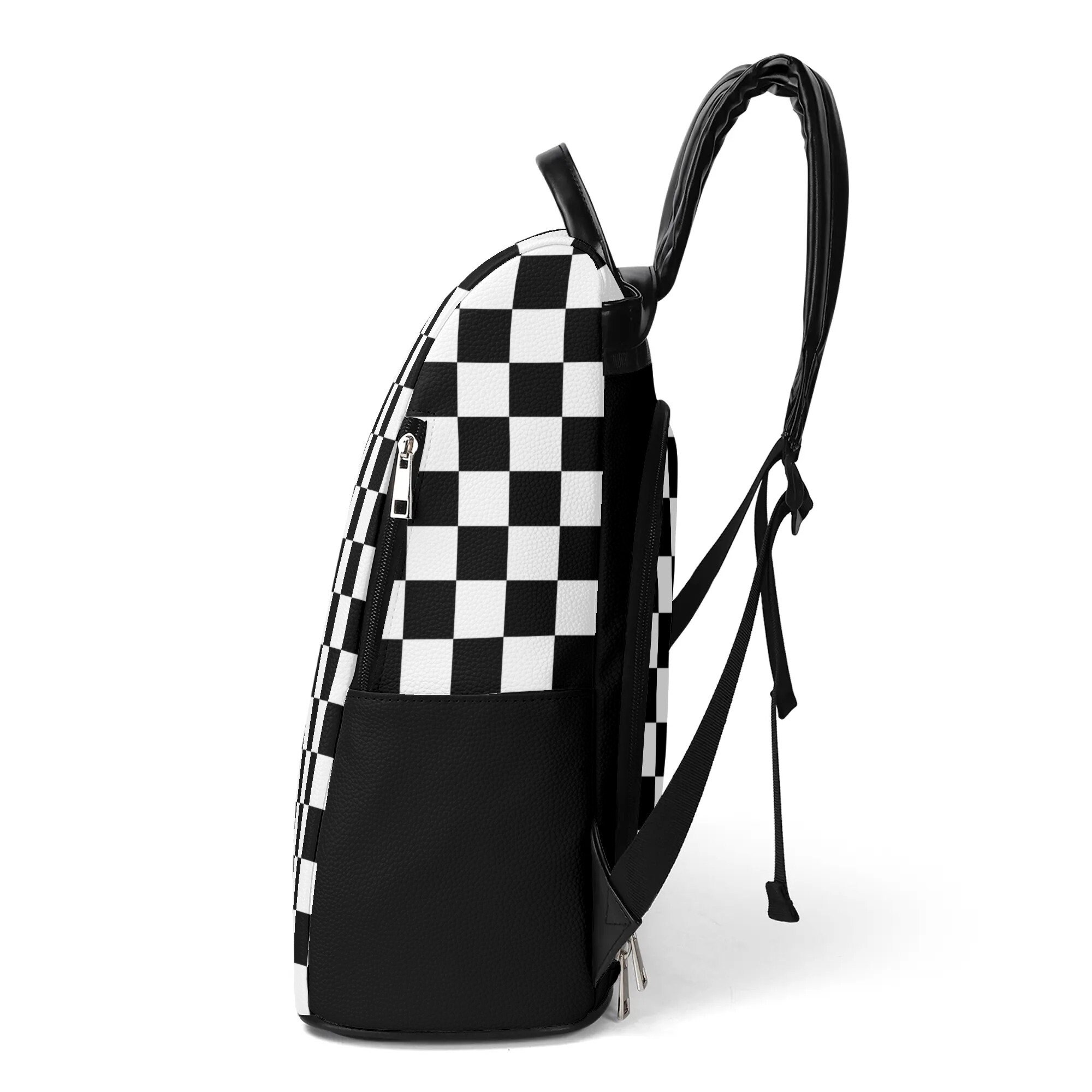 Checkered Backpack Purse Canvas+PU Leather Daypack for Women Travel Work Checkered PU Leather Travel Backpack, Anti-theft Daypack - Etsy main image 4