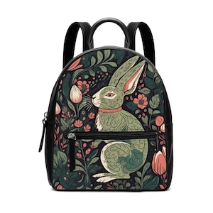 Skurriler Hasen-Rucksack. Rucksack aus veganem Leder. Damen Rucksack Geldbörse. Geschenk für sie. Einzigartiges Geschenk. Skurriles Geschenk.Großer Innenraum. Mini-Rucksack
