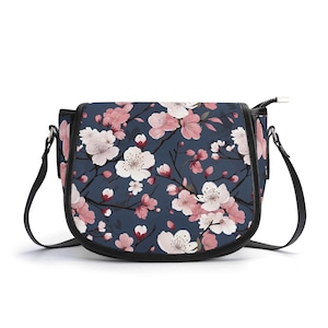 Sacoche Cherry Blossom Dreams - sergé synthétique de haute qualité, fermeture à glissière, poche à glissière, bandoulière réglable, sacoche à bandoulière