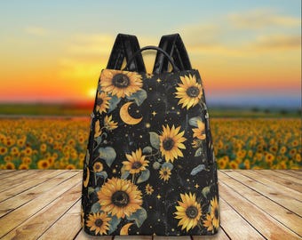 Sunflower PU Leather Backpack - Etsy