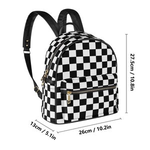 Mochila de piel sintética a cuadros: mochila vegana de piel sintética imagen 8