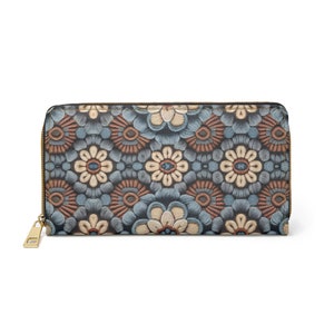 3D Chunky Yarn Mandala Geldbörse. Reißverschluss-Geldbörse. Geldbörse für Frauen. Handtasche. Geschenk für sie. Brieftasche aus veganem Leder
