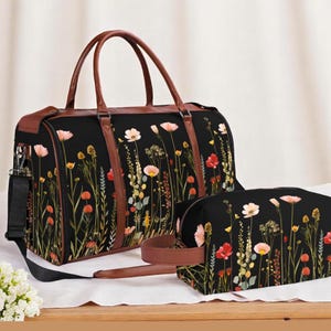 Midnight Bloom Reisetasche | Faltbare Reisetasche | Wasserdichtes Handgepäck | Weekender Tasche | Reisetasche | Kleidersack | Gepäck
