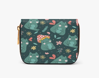 Cartera plegable con cremallera de rana estilo cottagecore