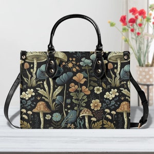 Bolso de mano Enchanted Forest. Bolso de mano de piel sintética con múltiples bolsillos para mujer, bolso cuadrado de piel vegana, para mamá, bolso versátil