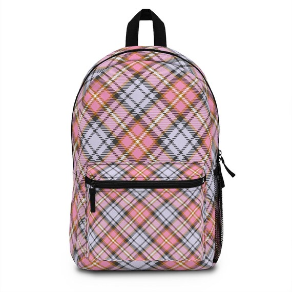 Pink plaid backpack hotsell