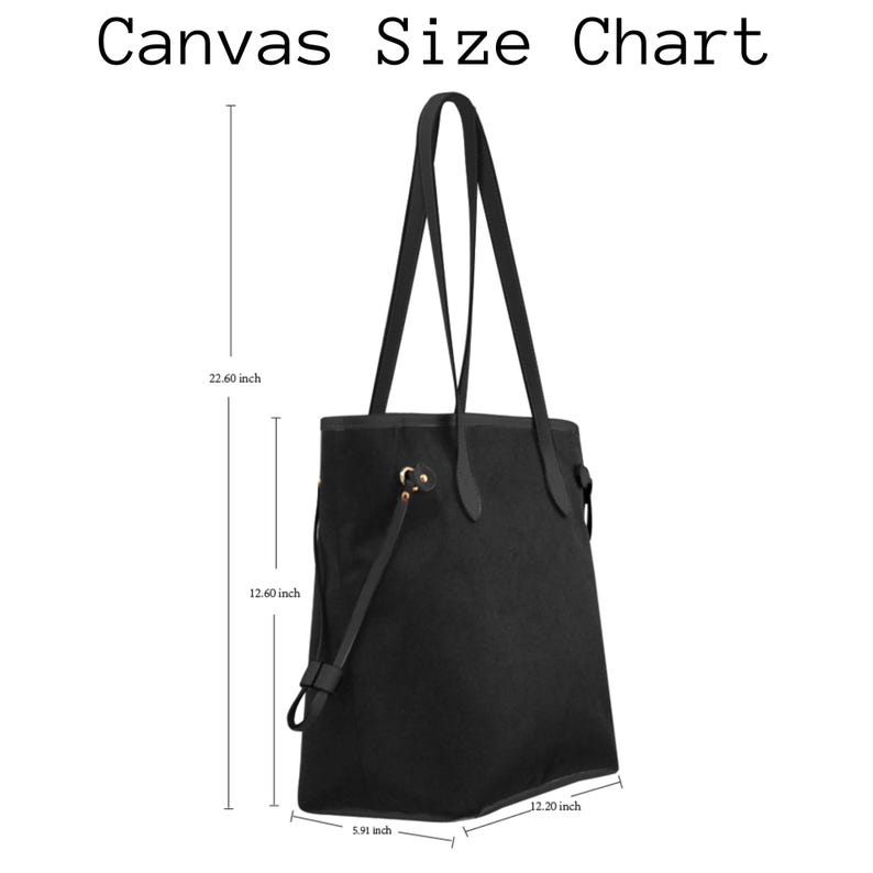 Puede incluir: Bolso tote de lona negro con dos asas largas. El bolso mide 57,4 cm de alto, 32 cm de ancho, 31 cm de largo y 15 cm de profundidad.