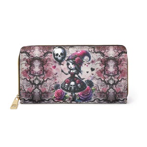 Cartera de fantasía gótica. Cartera de bruja para mujer. Regalo para ella. Cartera de cuero. Cartera plegable. Cartera estética con cremallera. Cartera con tarjetero.