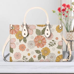 Boheme Blossom - トレンディなハンドバッグ、防水PUレザーハンドバッグ、トップハンドルビーガンレザー、高品質のクロスボディバッグ、ショルダーバッグ