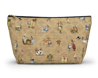 Vintage Alice In Wonderland Accessory Pouch w T-bottom. Make-up Bag.  Vintage Cosmetic Bag. Perfect Gift.